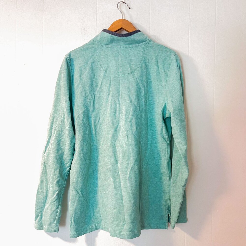 L.L.Bean Soft Cotton Rugby Henley Style Pullover Sweater Beach Glass Heather M - Picture 4 of 10